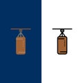 Bag, Boxing, Punch bag, Punching Icons. Flat and Line Filled Icon Set Vector Blue Background
