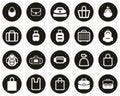 Bag Or Case Icons White On Black Flat Design Circle Set BIG Royalty Free Stock Photo
