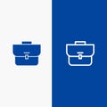 Bag, Case, Suitcase, Workbag Line and Glyph Solid icon Blue banner Line and Glyph Solid icon Blue banner Royalty Free Stock Photo