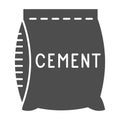 Bag of cement solid icon, house repair concept, Paper sack sign on white background, concrete bag icon in glyph style