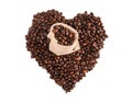 Bag coffee beans heart Royalty Free Stock Photo