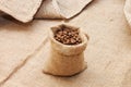 Bag with coffee grains Royalty Free Stock Photo