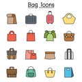 Bag color line icon set Royalty Free Stock Photo