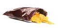 Bag with crispy potato chips Royalty Free Stock Photo