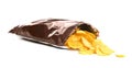 Bag with crispy potato chips Royalty Free Stock Photo