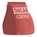 Bag decaf coffee icon, cartoon style