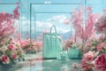Bag display and luxury designer. Generative AI