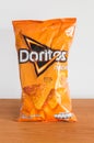 Bag of Doritos. Nacho Cheese flavoured corn chips.