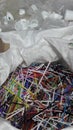 Bag of drinking straw collected for garbage recycling