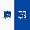 Bag, Education, Schoolbag Line and Glyph Solid icon Blue banner Line and Glyph Solid icon Blue banner Royalty Free Stock Photo