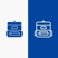 Bag, Education, Schoolbag Line and Glyph Solid icon Blue banner Line and Glyph Solid icon Blue banner Royalty Free Stock Photo