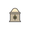 Bag of flour filled outline icon