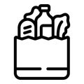 Bag with food icon outline vector. Grocery retail shop