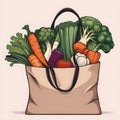 Bag of fresh vegetables, graphic illustration