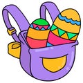 A bag full of easter eggs. carton emoticon. doodle icon drawing Royalty Free Stock Photo