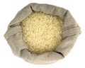 Bag full of parboiled rice Royalty Free Stock Photo