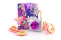Bag with gift and party streamer Royalty Free Stock Photo