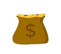 Bag of Gold Coins with Dollar Sign Isolated Vector