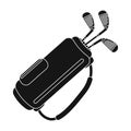 A bag with golf clubs.Golf club single icon in black style vector symbol stock illustration web. Royalty Free Stock Photo