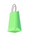 Bag of Green Color with Handles, Shopping Packet Royalty Free Stock Photo