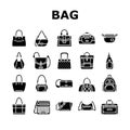 bag handbag woman purse fashion icons set vector