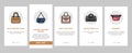 bag handbag woman purse fashion onboarding icons set vector Royalty Free Stock Photo