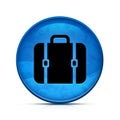 Bag icon on classy splash blue round button illustration