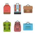 Bag icon include briefcase, backpack, school bag , flat design