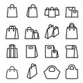 Bag icon set in thin line style