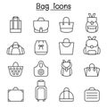 Bag icon set in thin line style