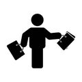 Bag icon vector male person shopping symbol in a flat color glyph pictogram