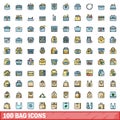 100 bag icons set, color line style Royalty Free Stock Photo