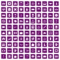 100 bag icons set grunge purple Royalty Free Stock Photo