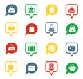 Bag icons in speech bubbles for app Royalty Free Stock Photo