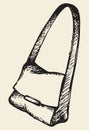 Bag with a long handle. Vector sketch