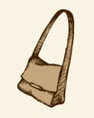 Bag with a long handle. Vector sketch