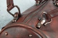 Bag made of genuine leather close-up