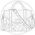 Bag with magnolias. Ladies handbag.Coloring book antistress for children and adults.