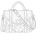 Bag with magnolias. Ladies handbag.Coloring book antistress for children and adults Royalty Free Stock Photo