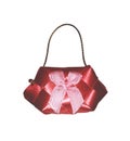 The bag model is made of cute red ribbon separating with white ground Royalty Free Stock Photo