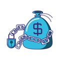 Bag money with chain and padlock Royalty Free Stock Photo