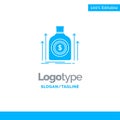 Bag, Money, Dollar, Fund, Loan Blue Solid Logo Template. Place for Tagline