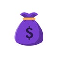 Bag of money with a dollar sign. Color vector illustration of a flat style. White isolated background. Royalty Free Stock Photo