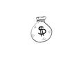 Bag money doodle icon vector Royalty Free Stock Photo