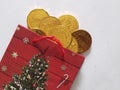 bag  money  gift  holiday Christmas present print manufacturer material background texture Royalty Free Stock Photo