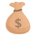 Bag of money icon cartoon vector. Sack of coin