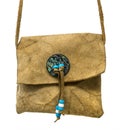Bag of the North American Indians. Made from deerskin embroidered with colorful glass beads and leather cords