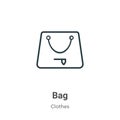 Bag outline vector icon. Thin line black bag icon, flat vector simple element illustration from editable clothes concept isolated Royalty Free Stock Photo