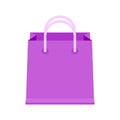 Bag paper purple for icon isolated on white, cardboard purple handle bag for retail container, clip art packaging bag purple color