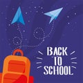 Bag with paperplanes of back to school vector design Royalty Free Stock Photo